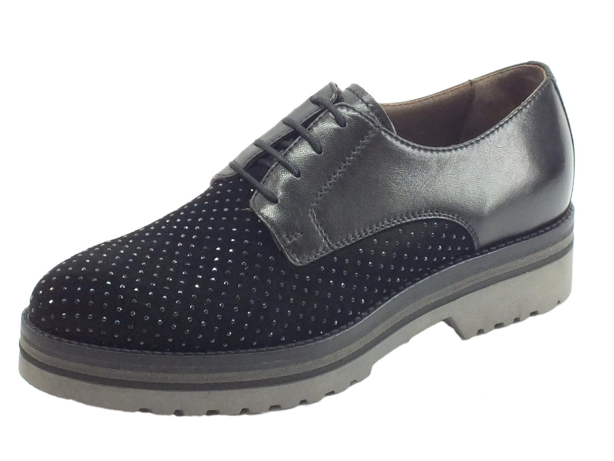 Nero Giardini Scarpe NeroGiardini per donna in camoscio e pelle nera con bulloncini Nero