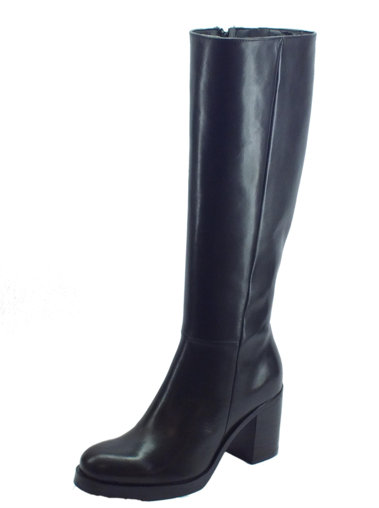 Pregunta Stivali Pegunta in pelle nera tacco alto Nero