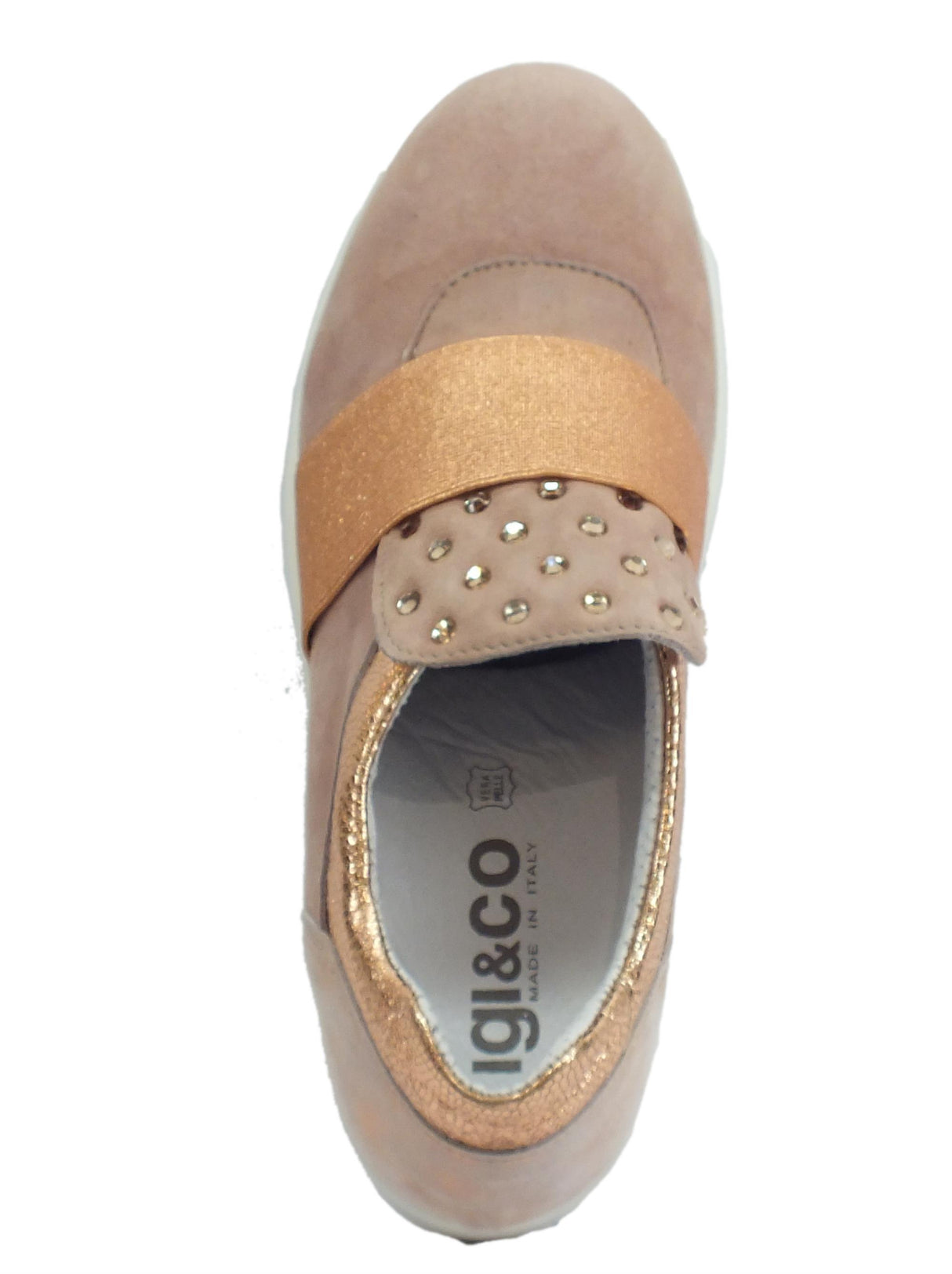 Igi&Co Slip-On Igi&Co per donna in scamosciato cipria dettagli rame zeppa alta Cipria