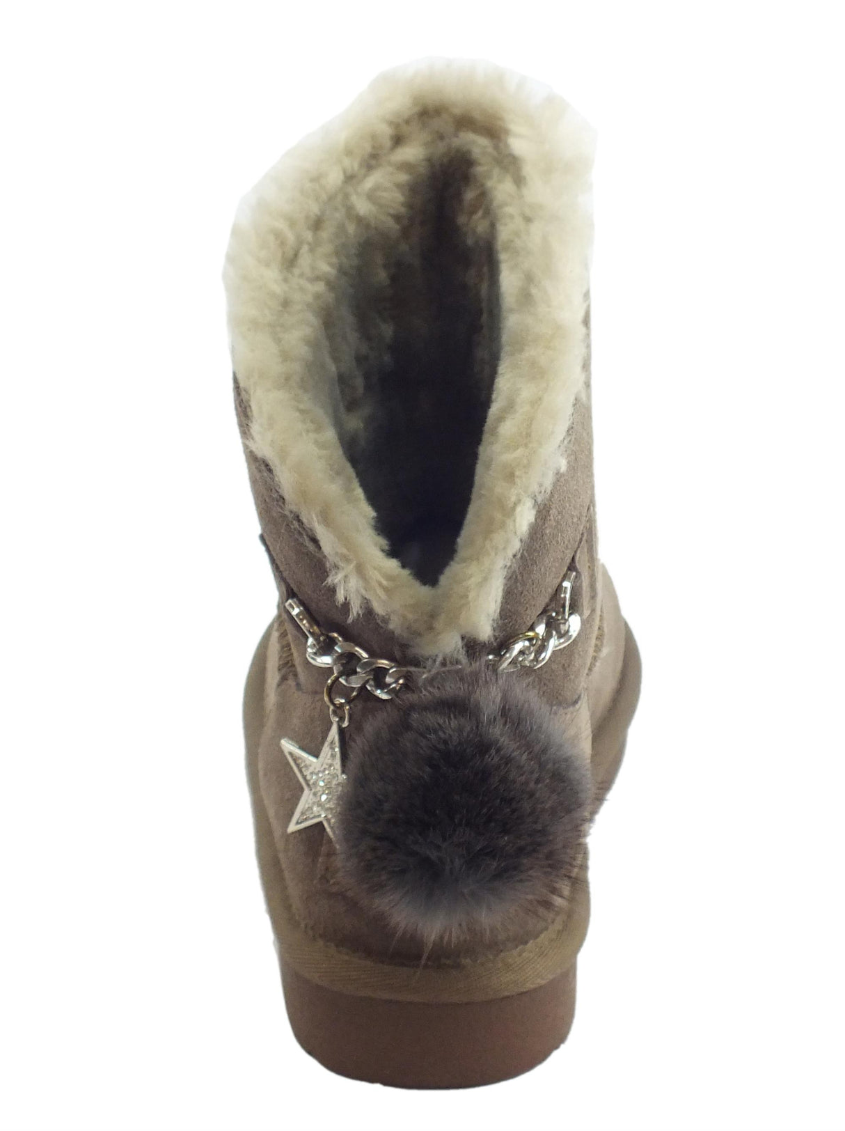 CafèNoir CafèNoir HFD682 273 Taupe Mammut Donna in tessuto taupe con eco-pellicciotto beige Taupe