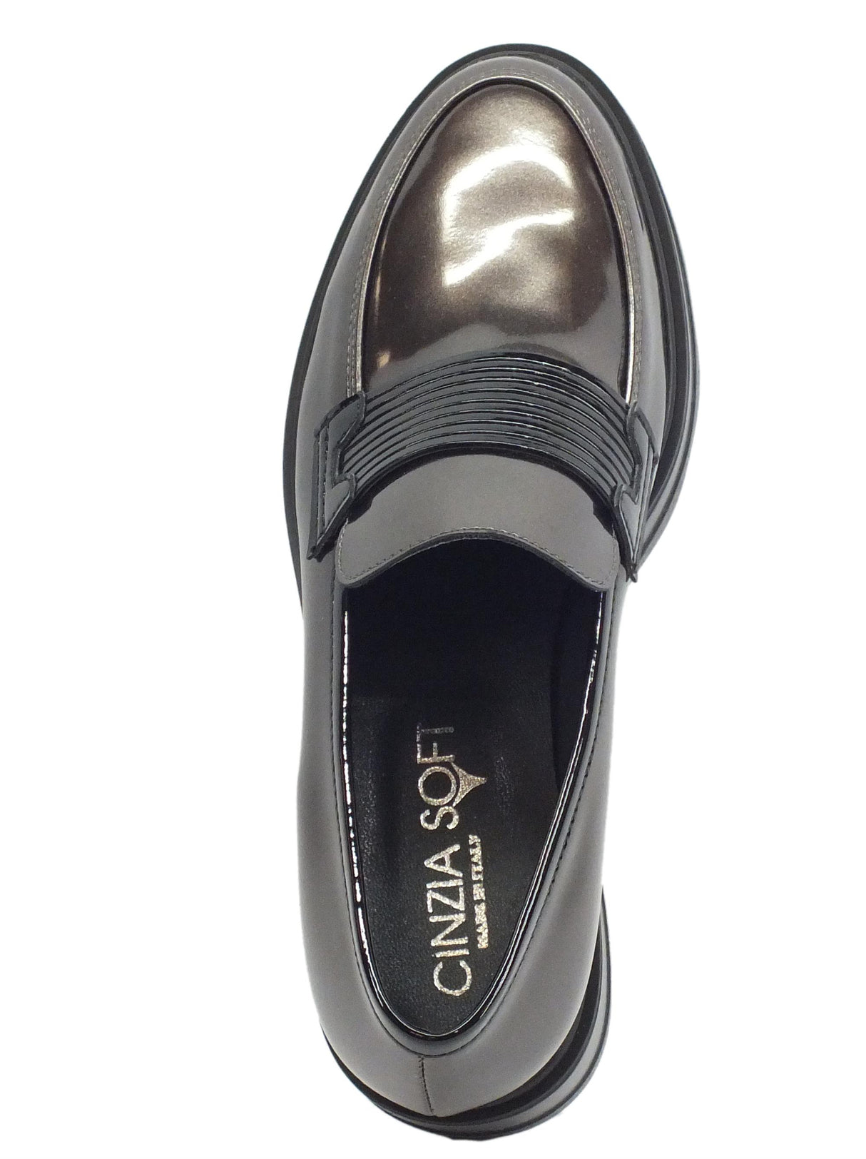 Cinzia Soft Cinzia Soft IAB74310 Vernice Perlato Mocassini Donna colore grigio zeppa media Perlato
