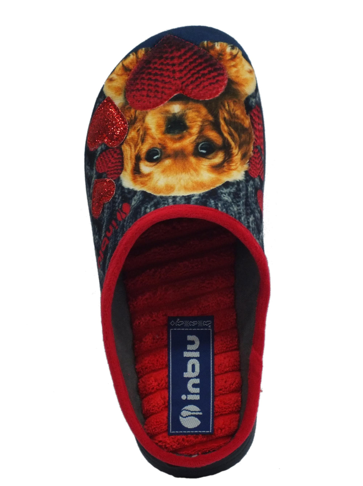 InBlu InBlu EC000050 Blu Pantofole Donna in tessuto con fantasia cagnolino e cuore Blu