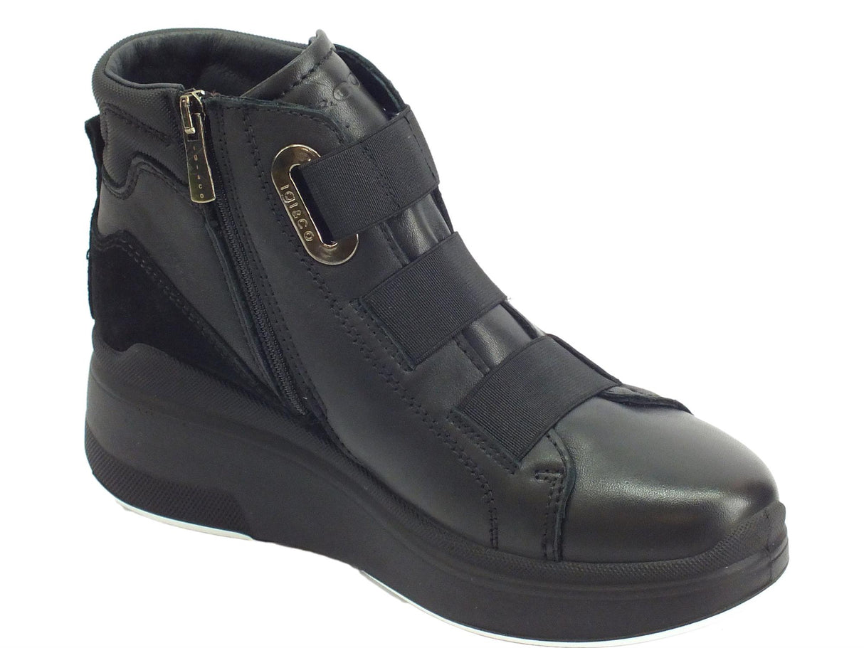 Igi&Co Igi&Co 4141811 Nppa Soft Nero Tronchetti Donna in pelle nera allaccio rapido Nero