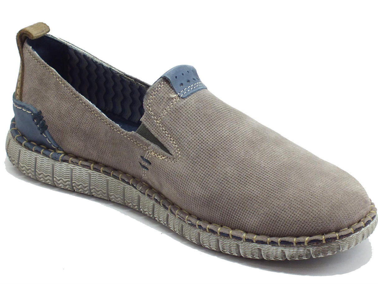 Zen Zen Mocassini Uomo 077795 Tela Ermellino pelle beige Tortora