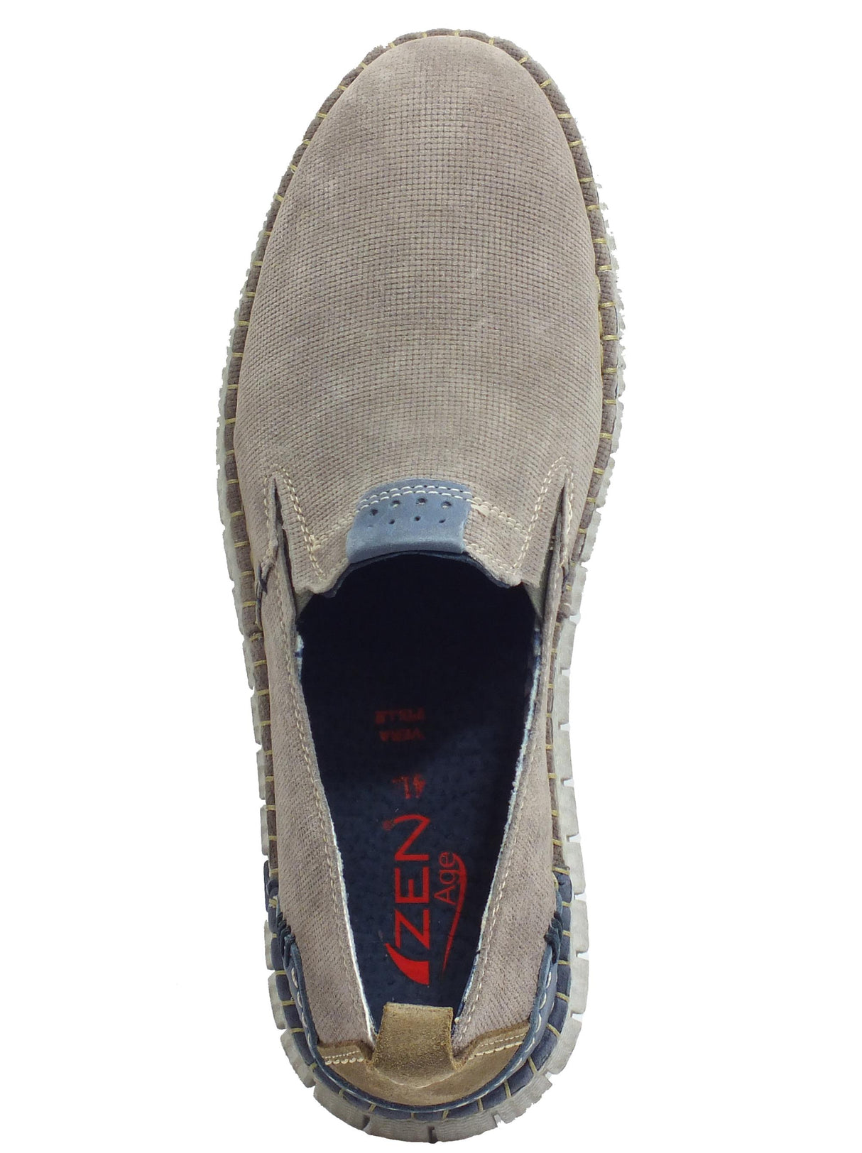 Zen Zen 077795 Tela Ermellino Mocassini per Uomo camoscio beige Flex Light Eco Friendly Memory Confort Tortora