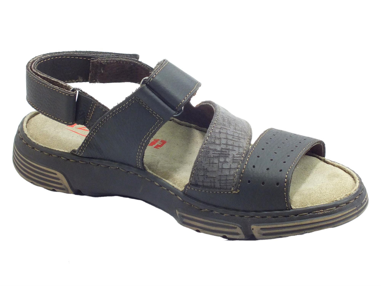 Zen Zen 078219 Tmoro Whisper Cuoio Sandali Uomo in pelle doppia chiusura a strappo Cuoio