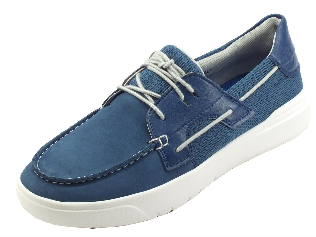 Timberland Timberland 0A2722 Seneca Bay Boat Dark Blue Scarpe per Uomo in nabuk e tessuto blu scuro