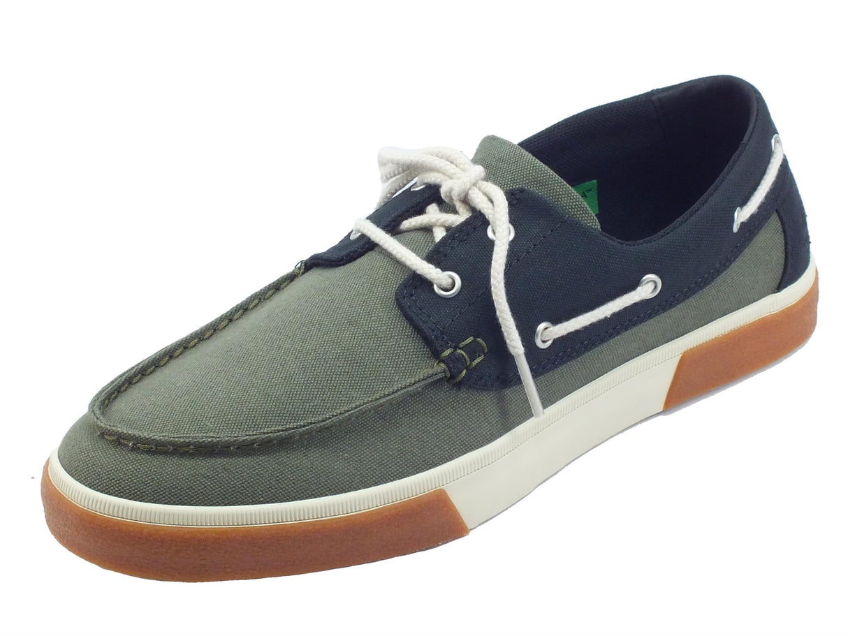 Timberland Timberland 0A2CBR Union Wharf Boat Shoe Dark Green Scarpe per Uomo in tessuto verde e nero