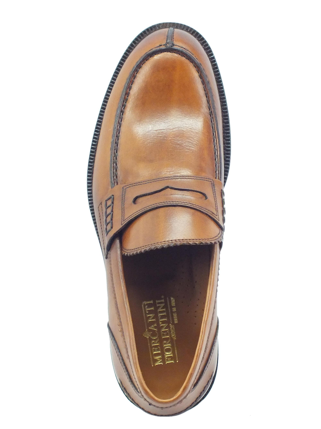 Mercanti Fiorentini Mercanti Fiorentini 05946 Nairobi Cognac Mocassini eleganti per Uomo in pelle fondo cuoio Cognac