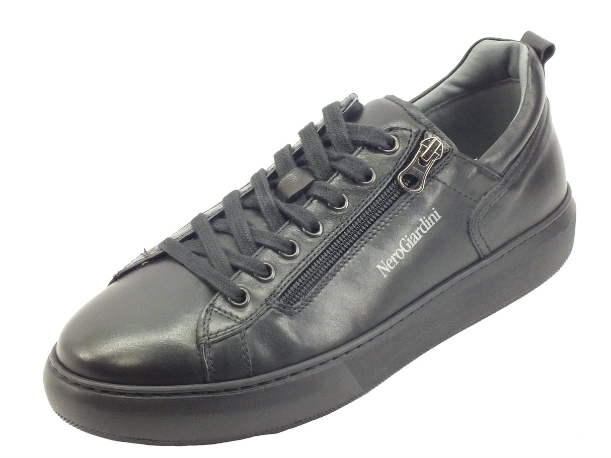 Nero Giardini NeroGiardini I202570U Sauvage Nero Snakers Sportive per Uomo in pelle con lacci e lampo Nero