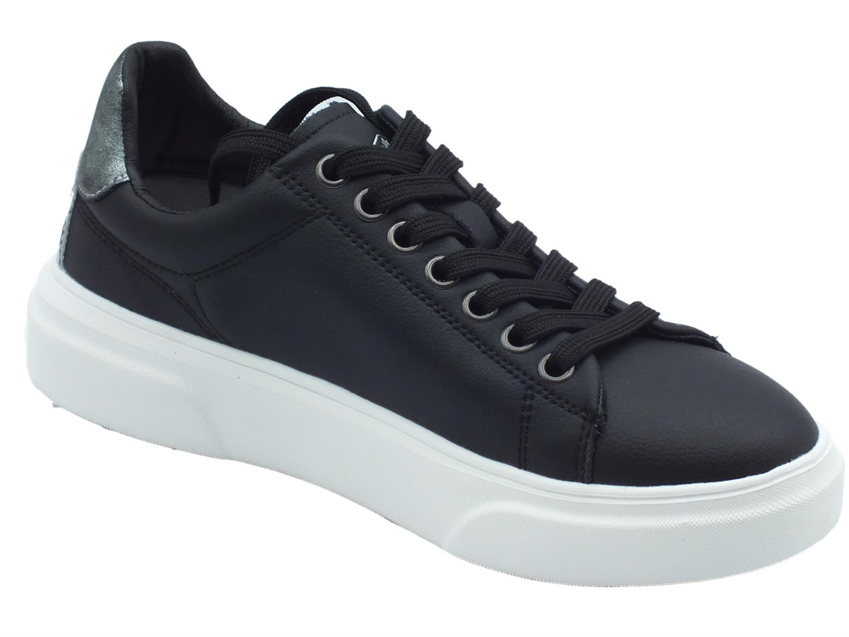 Lumberjack Lumberjack Gaia SWH0605 Black Sneakers per Donna in pelle con zeppa e lacci Black
