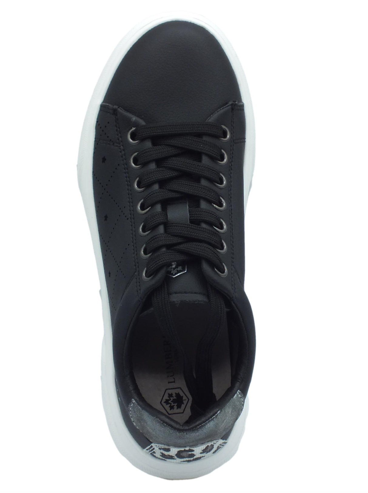 Lumberjack Lumberjack Gaia SWH0605 Black Sneakers per Donna in pelle con zeppa e lacci Black