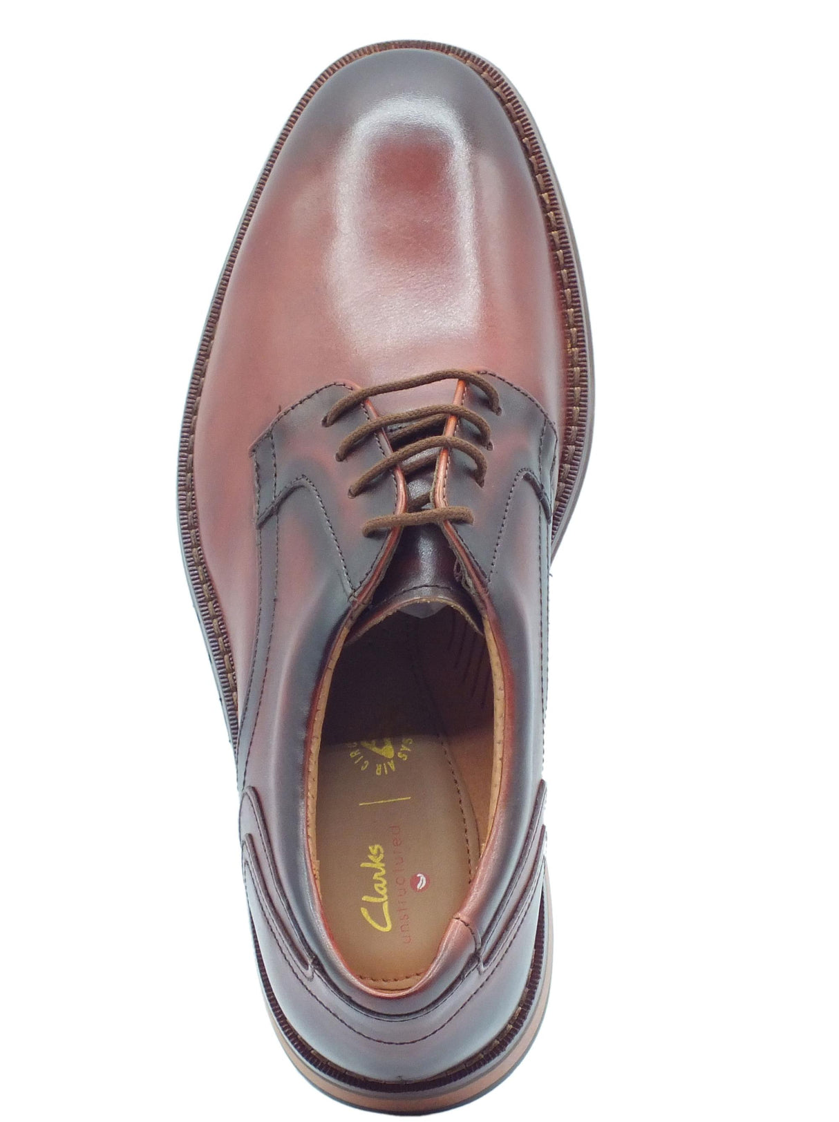 Clarks Clarks Un Hugh Lace Brown Leather Scarpe Eleganti per Uomo in pelle marrone spazzolato Brown