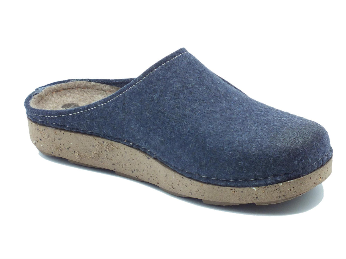InBlu InBlu Eco Friends MT000011 Avio Pantofole per uomo in lana cotta blu Avio