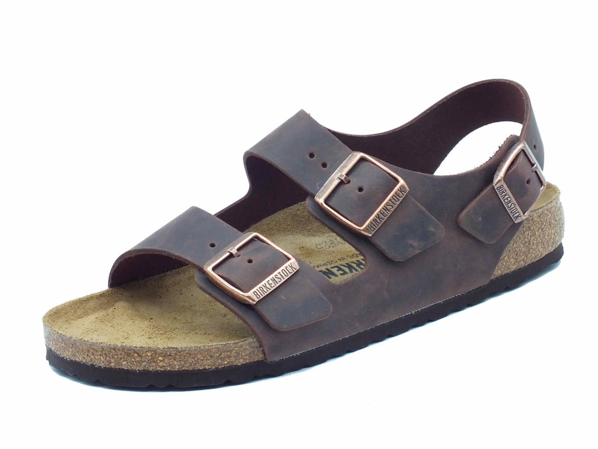 Birkenstock Birkenstock 0034873 Milano BS Habana Sandali per Uomo con tripla fibbia marrone