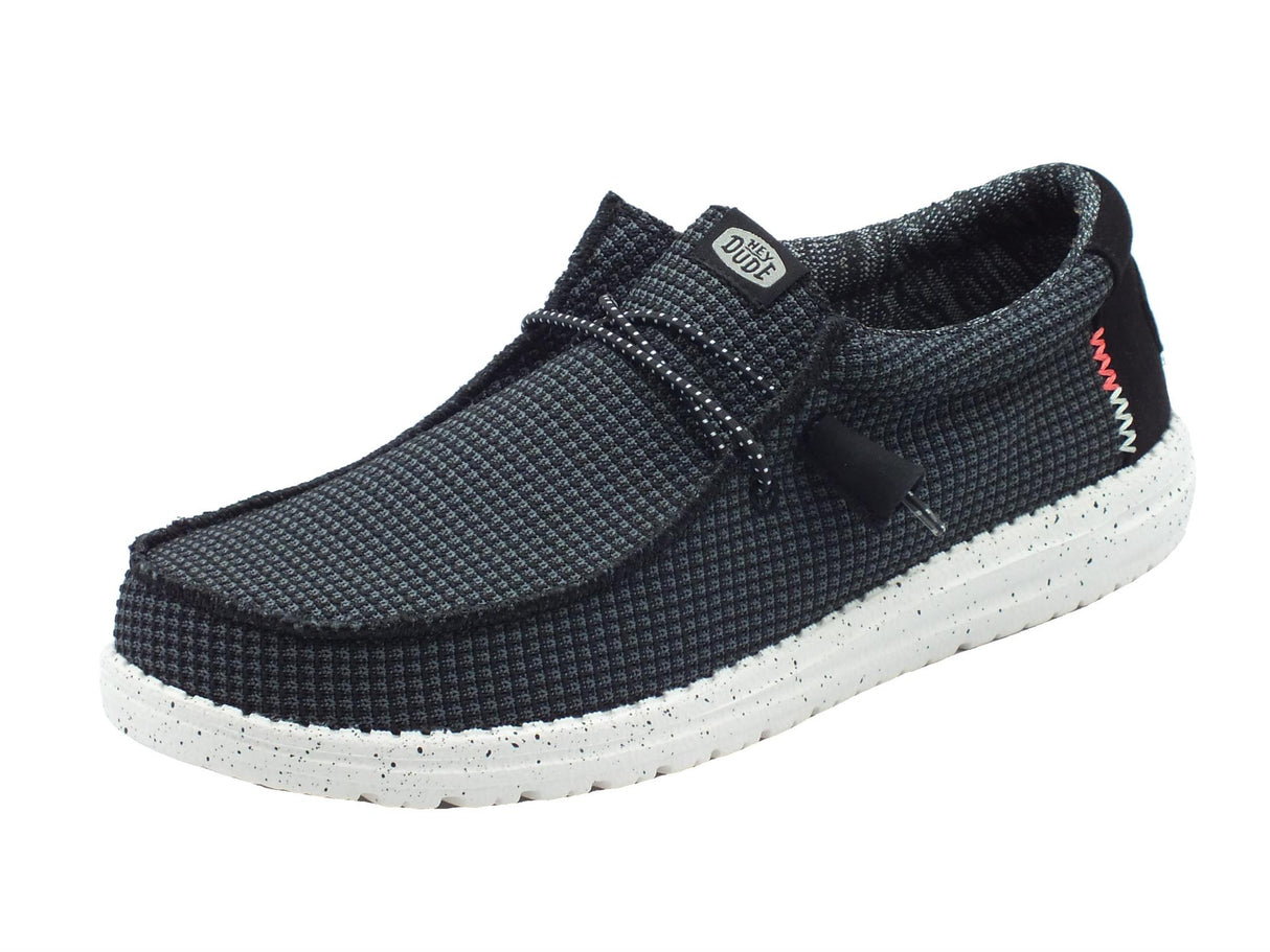 Hey Dude HeyDude 40403 Wally Sport Mesh Black White Scarpe per Uomo in tessuto nero Black White