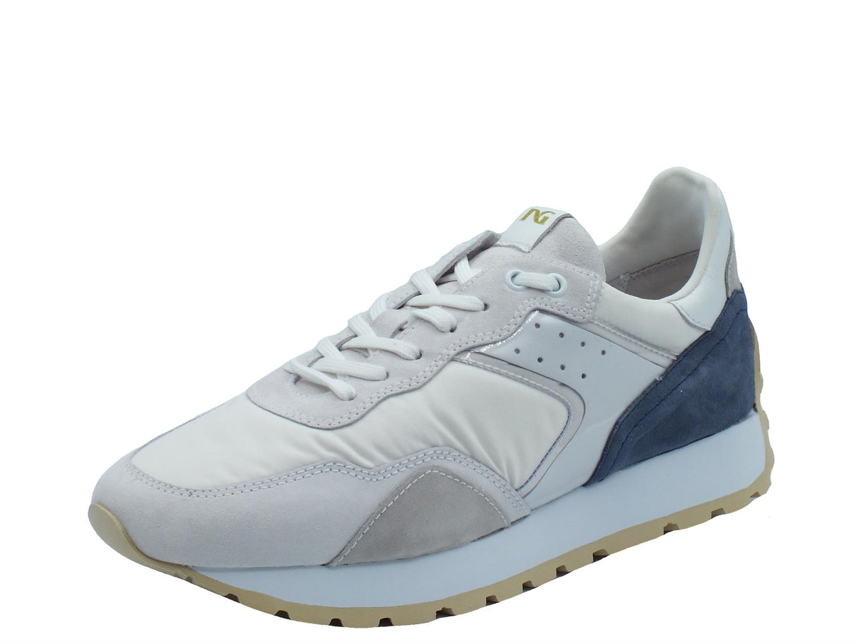 Nero Giardini NeroGiardini E400201U Velour Galassia Neve Sneakers Sportive per Uomo in nabuk e tessuto con lacci bianco