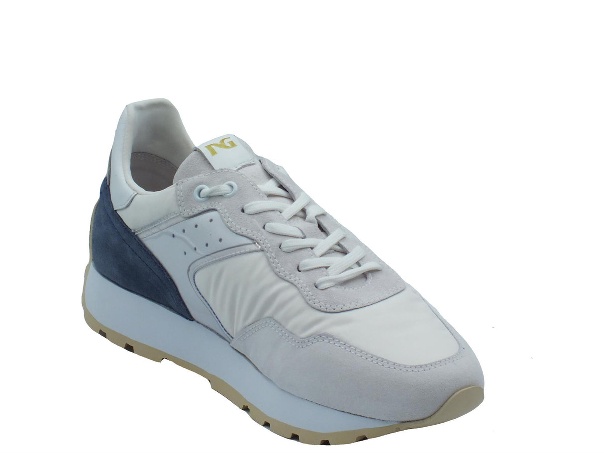 Nero Giardini NeroGiardini E400201U Velour Galassia Neve Sneakers Sportive per Uomo in nabuk e tessuto con lacci bianco