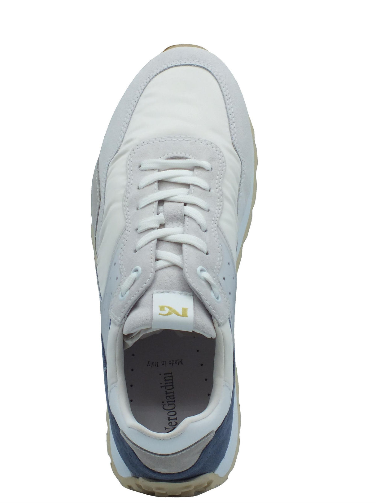 Nero Giardini NeroGiardini E400201U Velour Galassia Neve Sneakers Sportive per Uomo in nabuk e tessuto con lacci bianco