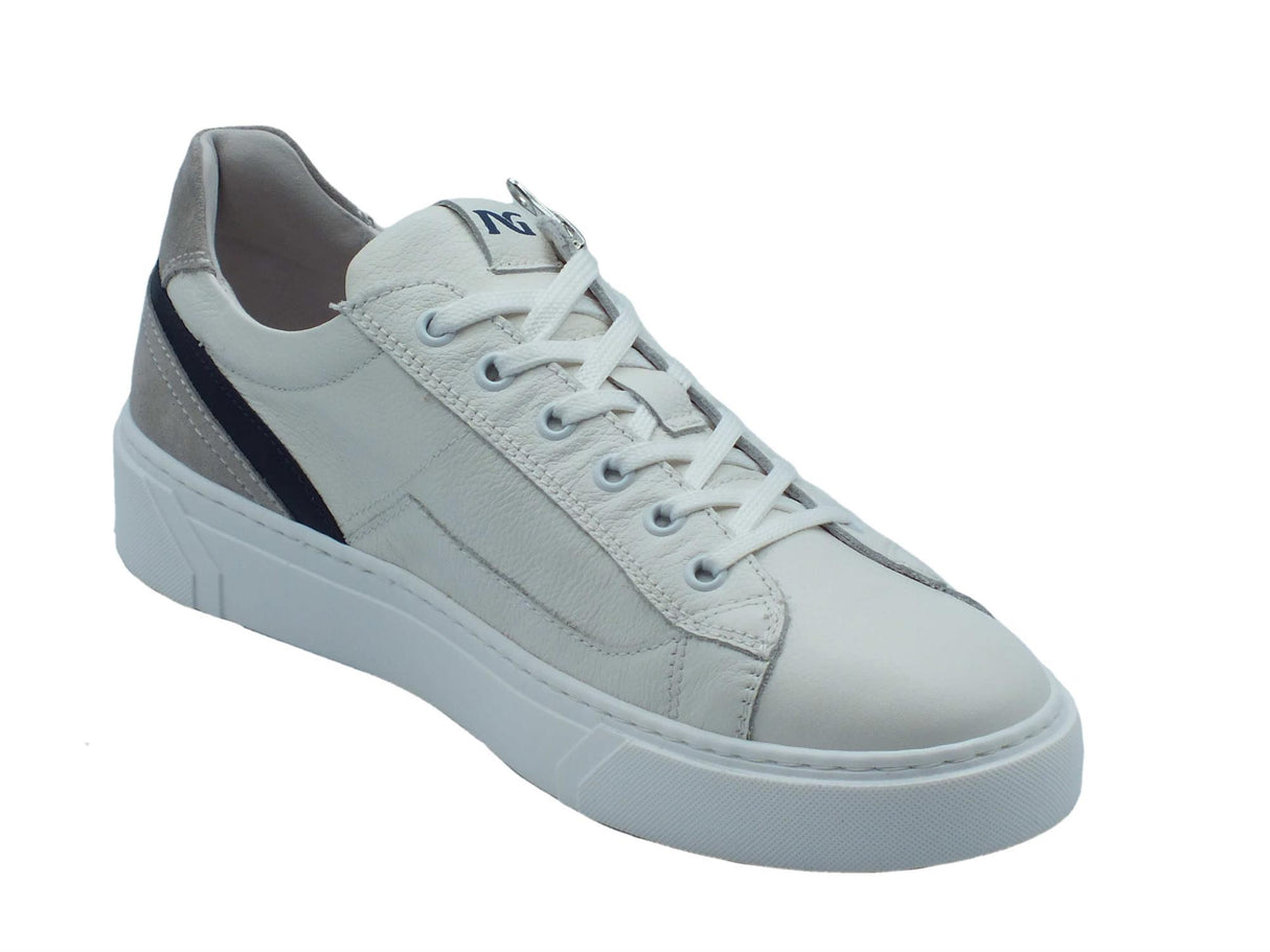 Nero Giardini NeroGiardini E400241U Dollarino Bianco Sneakers Sportive per Uomo in pelle con lacci e lampo Bianco