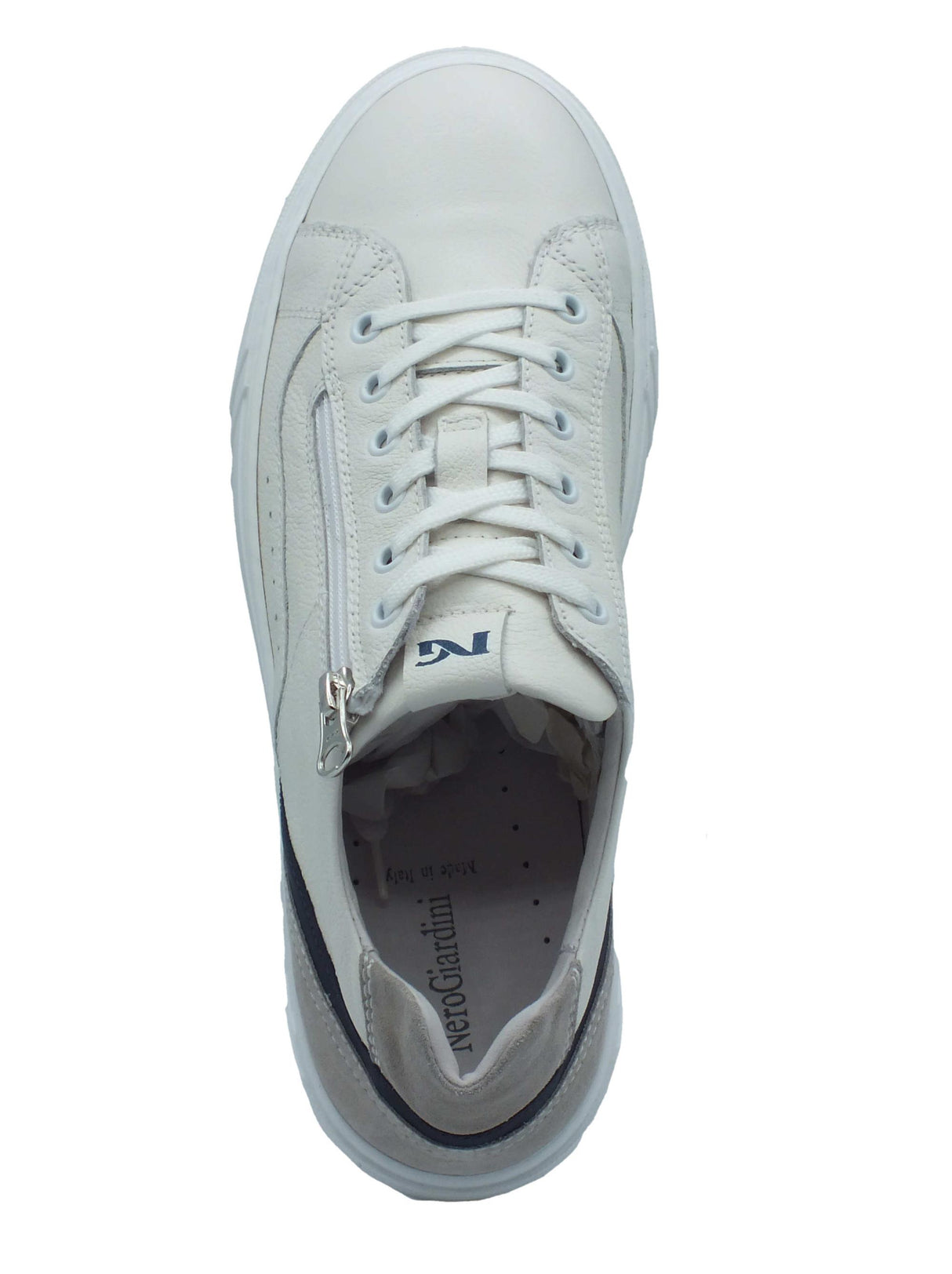 Nero Giardini NeroGiardini E400241U Dollarino Bianco Sneakers Sportive per Uomo in pelle con lacci e lampo Bianco
