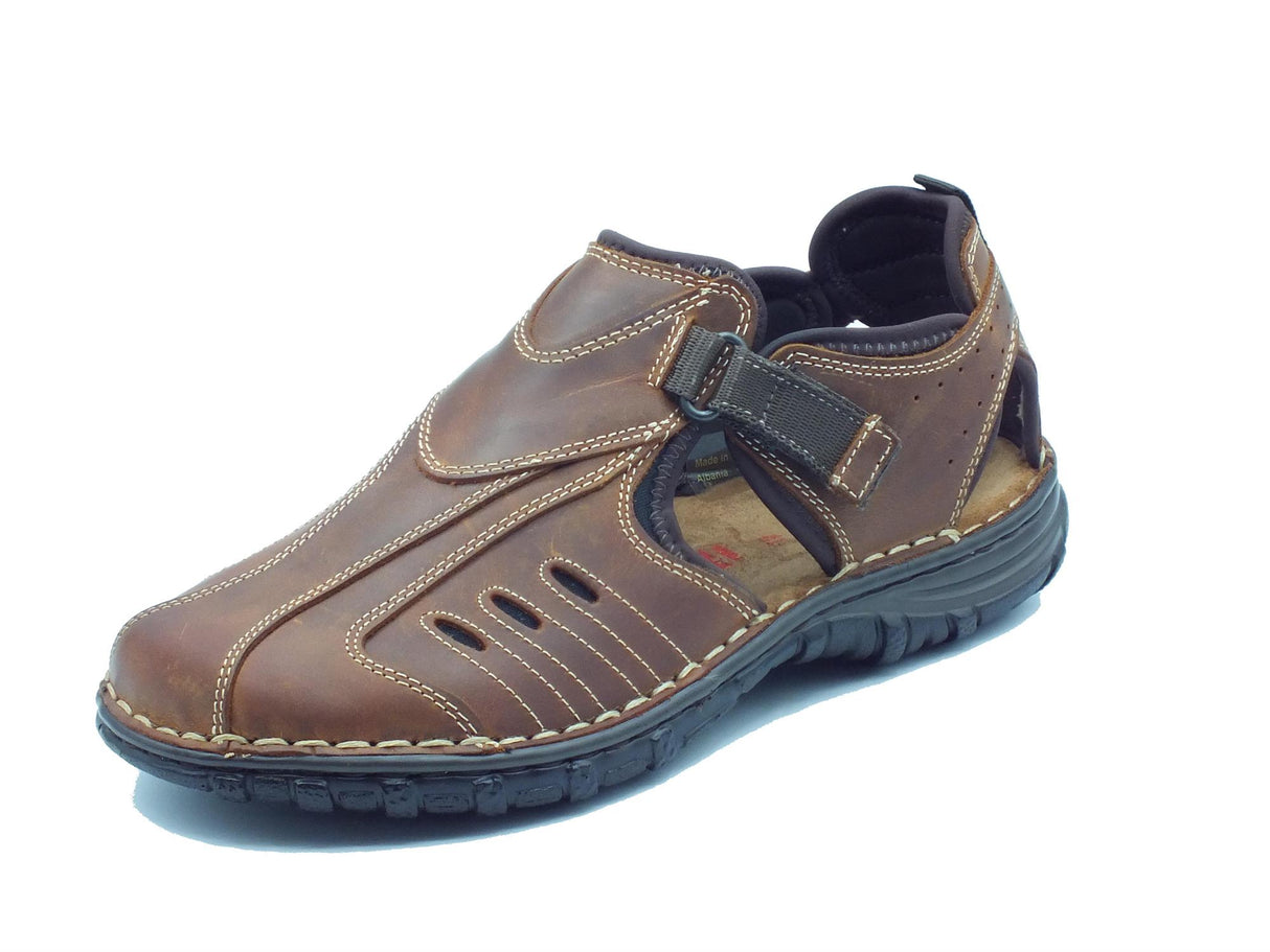 Zen Zen 3002 Arabia Seppia Sandali per Uomo in pelle ingrassata testa di moro con chiusura a strappo Arabia Seppia