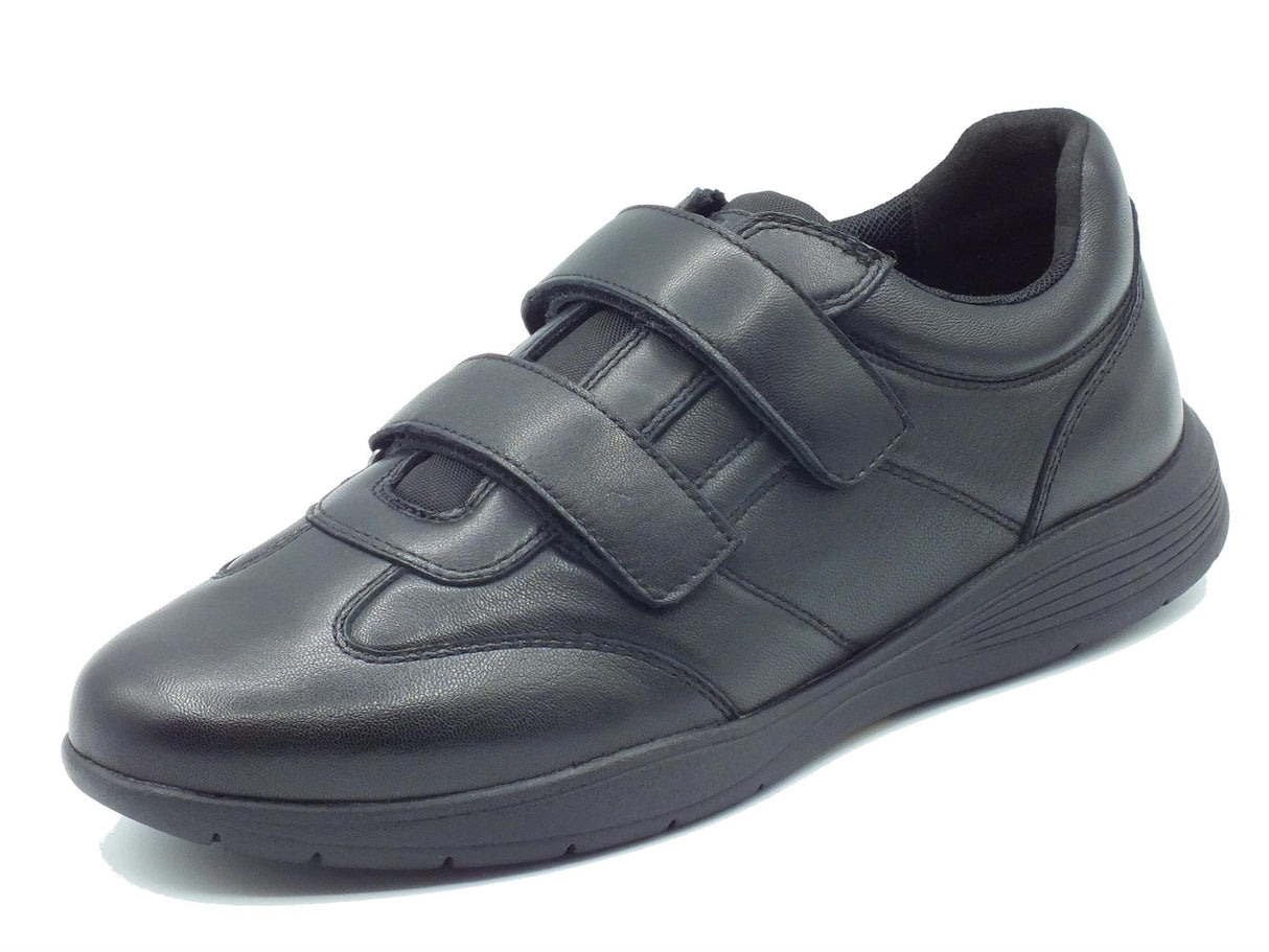 Geox Geox U45BXB Spherica Black Sneakers per uomo in pelle nera chiusura a strappo Black