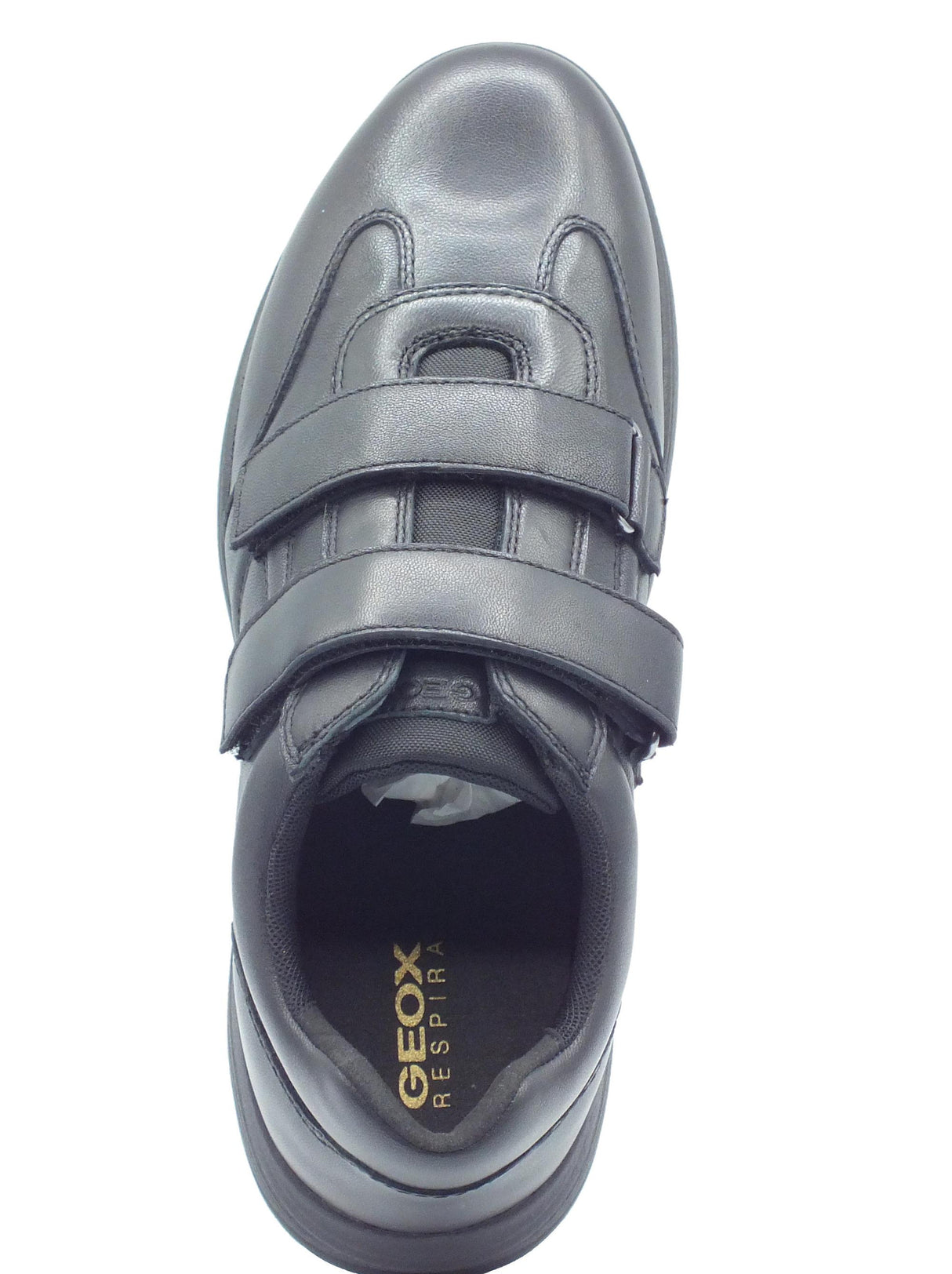 Geox Geox U45BXB Spherica Black Sneakers per uomo in pelle nera chiusura a strappo Black