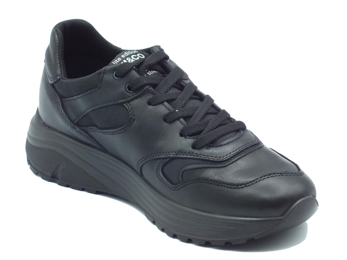 Igi&Co Igi&Co 6639800 Nappa Soft Nero Snekaers per Uomo in pelle e tessuto Nero