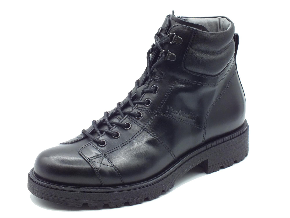 Nero Giardini NeroGiardini I400510U Twist Nero Anfibi per Uomo in pelle con lacci e lampo Nero