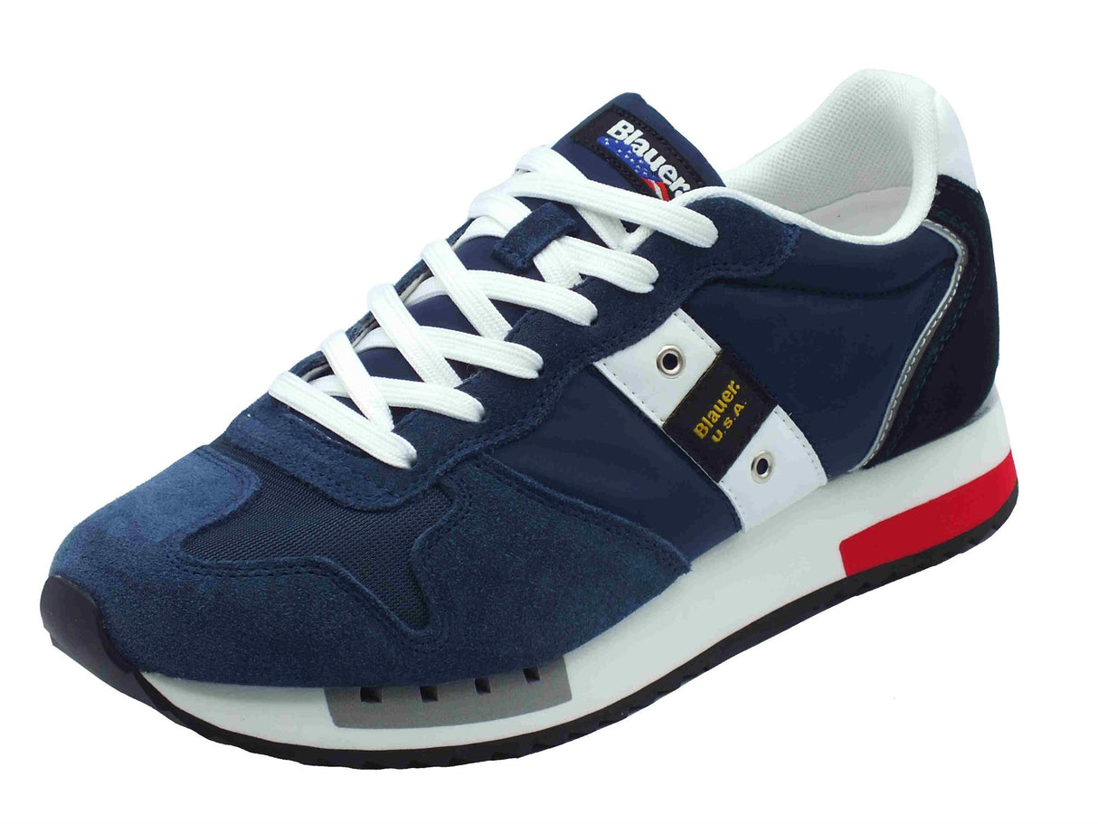 Blauer USA Blauer USA S5Queens01 Navy Red White Sneakers Sportive per Uomo in nabuk e tessuto Navy Red White