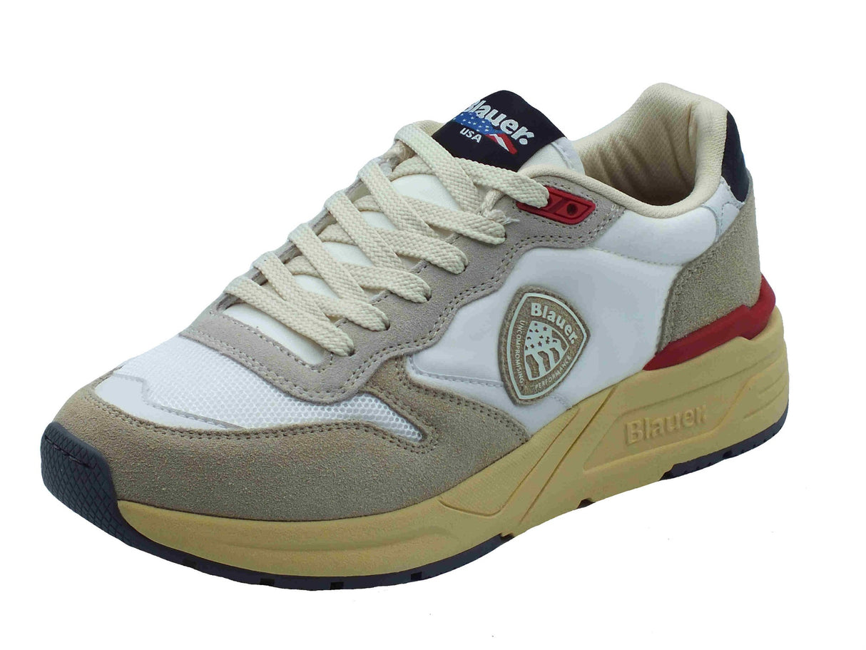 Blauer USA Blauer USA S5Ray02 White Sneakers Sportive per Uomo in nabuk e tessuto bianco White