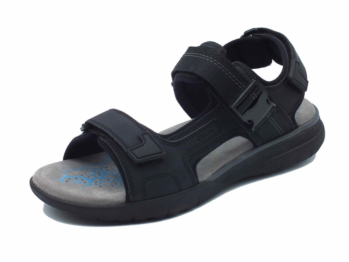 Geox Geox U55ELB Spherica Black Sandali per Uomo in tessuto triplo strappo Black