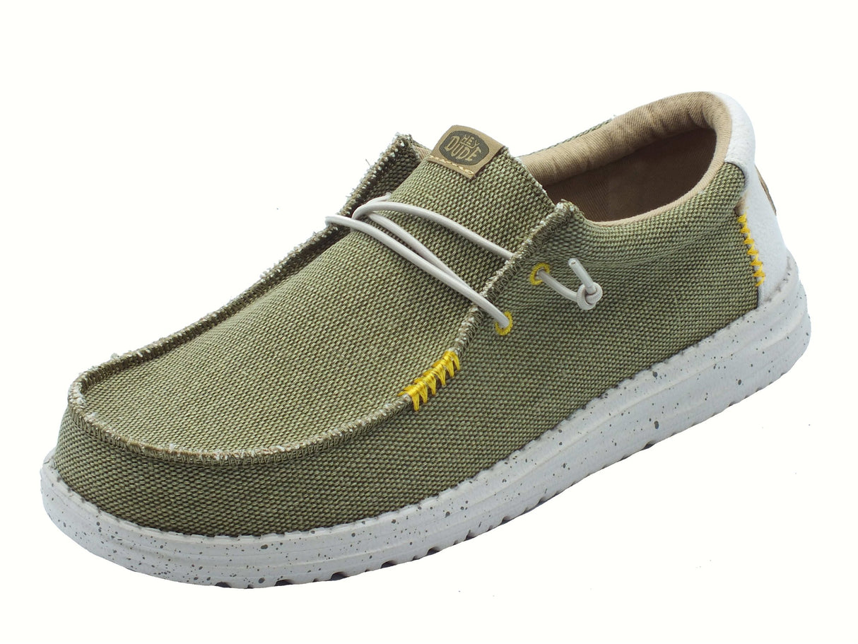 Hey Dude HeyDude 40952-337 Wally Coastline Jute Olive Scarpe per Uomo in tessuto verde Olive
