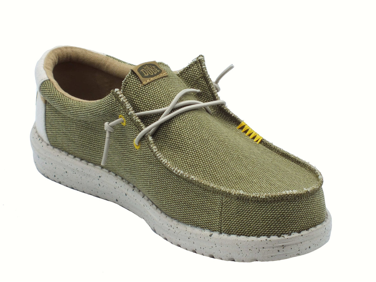 Hey Dude HeyDude 40952-337 Wally Coastline Jute Olive Scarpe per Uomo in tessuto verde Olive