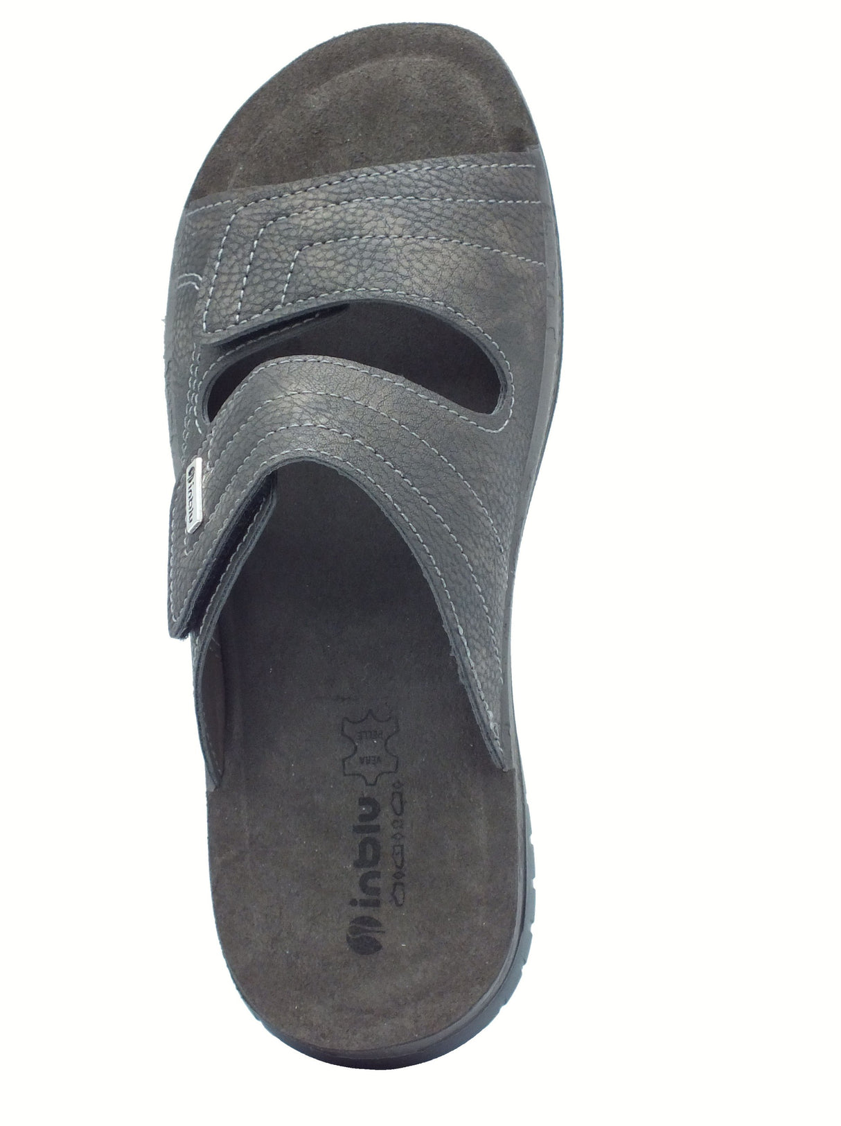 InBlu InBlu ID000020 Nero Ciabatte per Uomo con doppia regolazione a strappo e sottopiede in pelle Nero