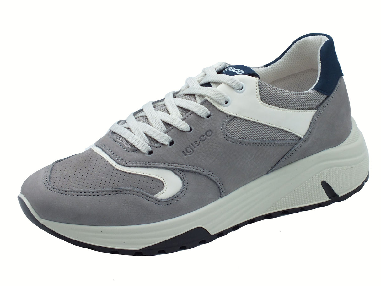 Igi&Co Igi&Co 7636411 Nabuk Grafite Sneakers Sportive per Uomo in nabuk e tessuto grigio