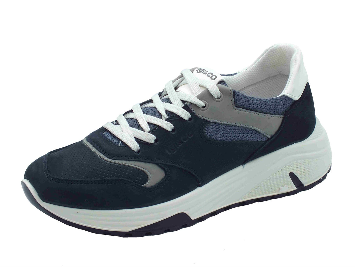 Igi&Co Igi&Co 7636500 Nabuk Blu Sneakers Sportive per Uomo in nabuk Blu