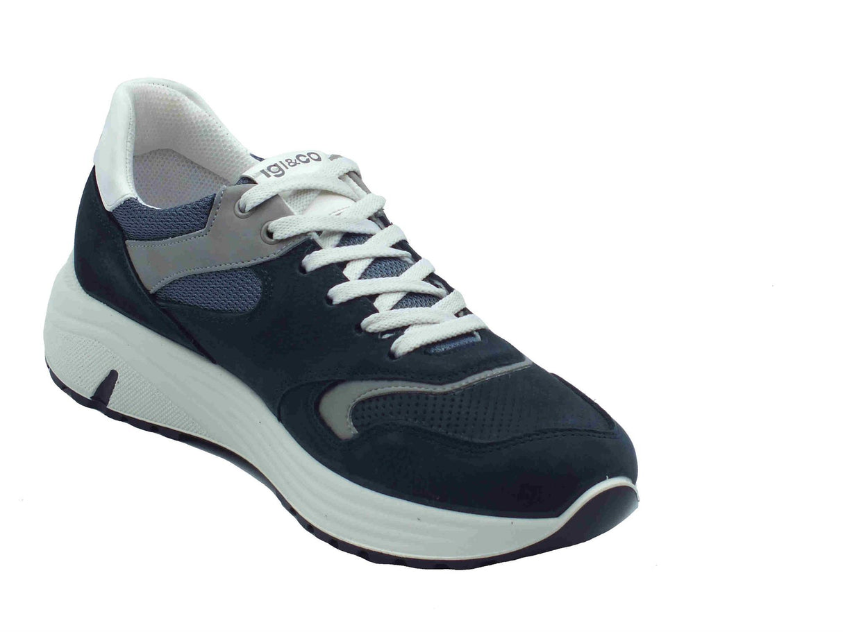 Igi&Co Igi&Co 7636500 Nabuk Blu Sneakers Sportive per Uomo in nabuk Blu
