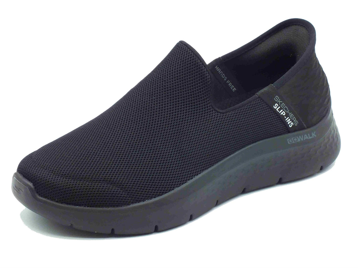 Skechers Skechers Slip-Ins 216491 Go Walk Flex No Hands Black Mocassini sportivi per uomo in tessuto nero Black