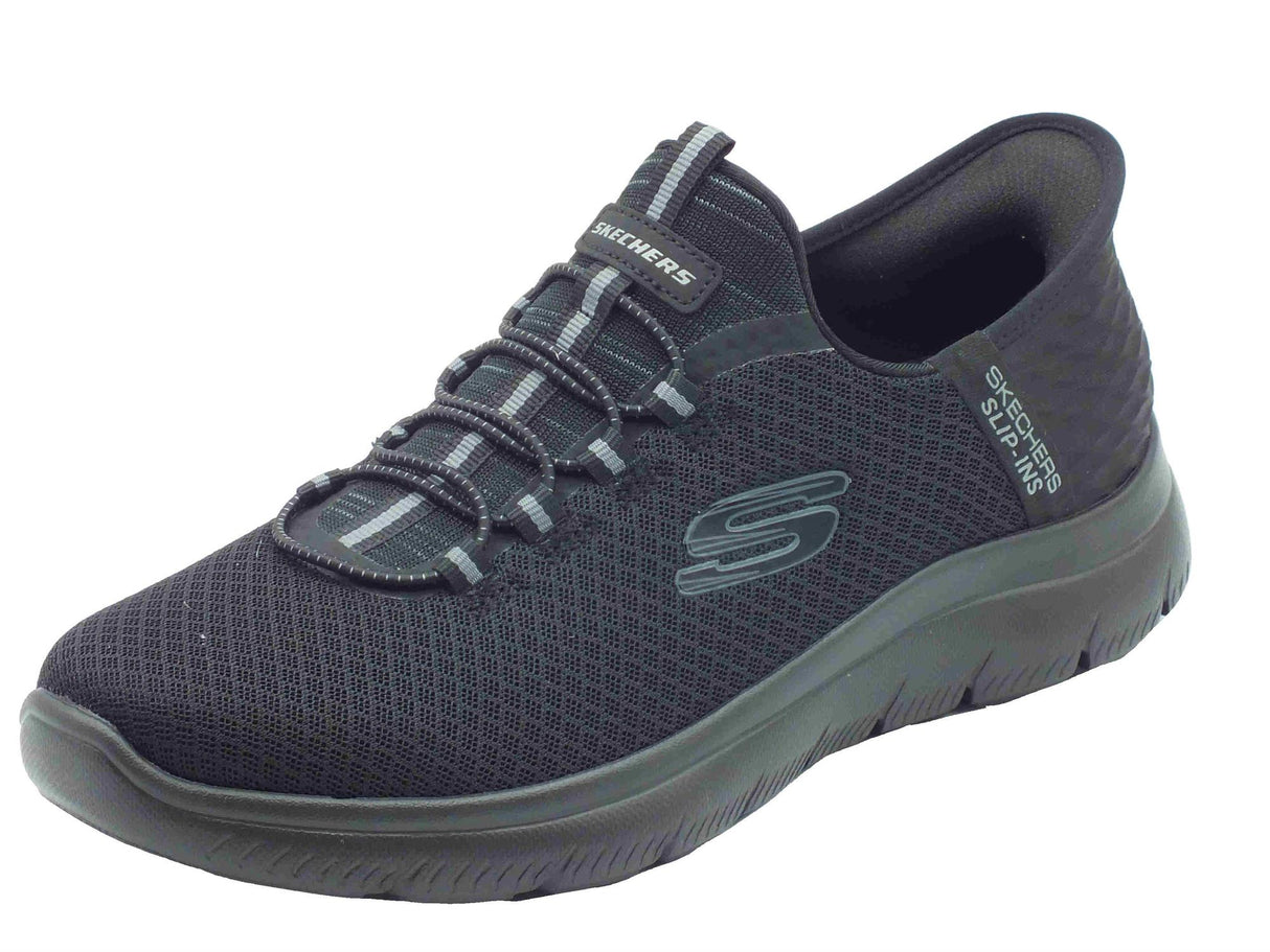 Skechers Skechers Slip-Ins 232457 Summits High Range Black Mocassini sportivi per uomo in tessuto nero Nero
