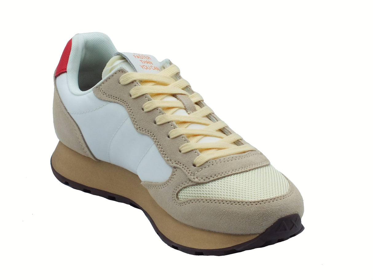 SUN68 SUN68 Z35105 Tom Vintage Bianco Panna Rosso Scarpe Sportive per Uomo in nabuk e tessuto Bianco Panna Rosso