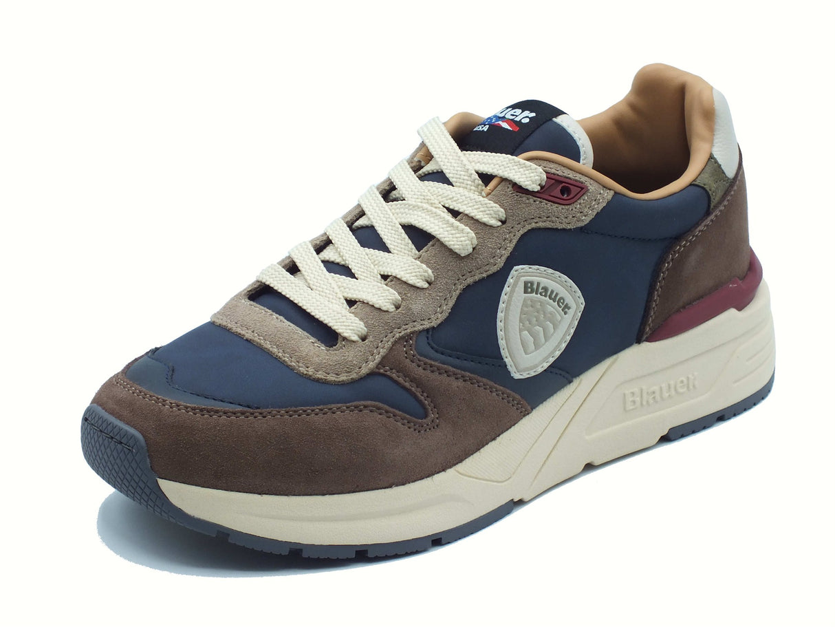 Blauer USA Blauer USA F5RAY02 Navy Dark Brown Sneakers Sportive per Uomo in pelle e tessuto Navy Dark Brown