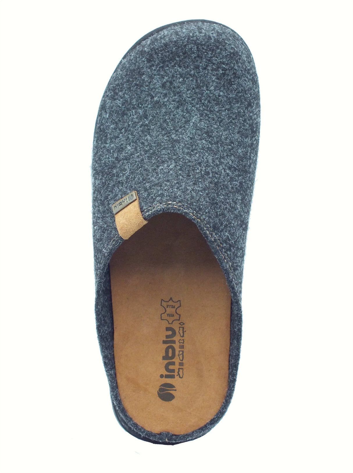 InBlu InBlu SI000025 Grigio Pantofole per Uomo in lana cotta sottopiede scamosciato Grigio