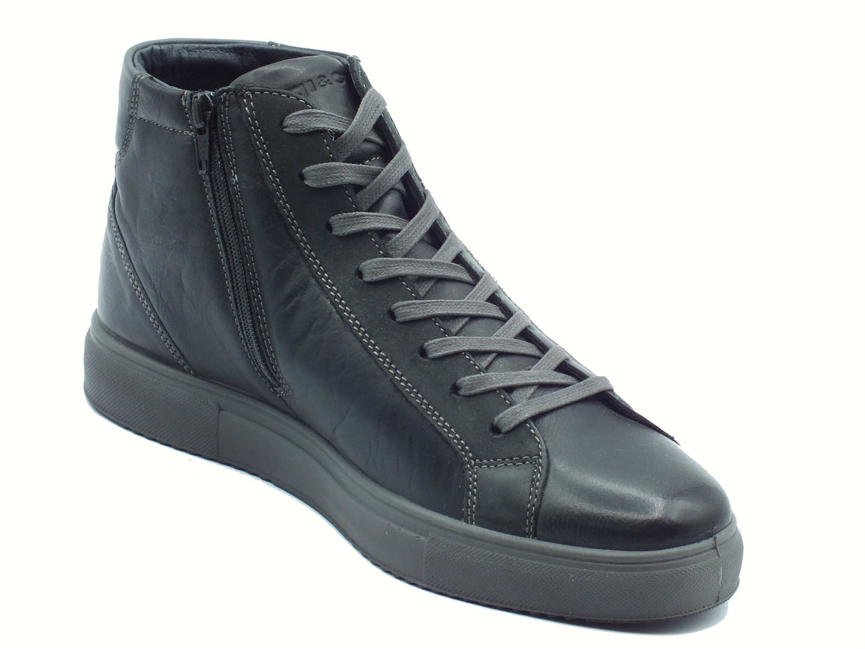 Igi&Co Igi&Co 8635500 Vitello Rag Nero Scarponcini Sneakers per Uomo in pelle Nero