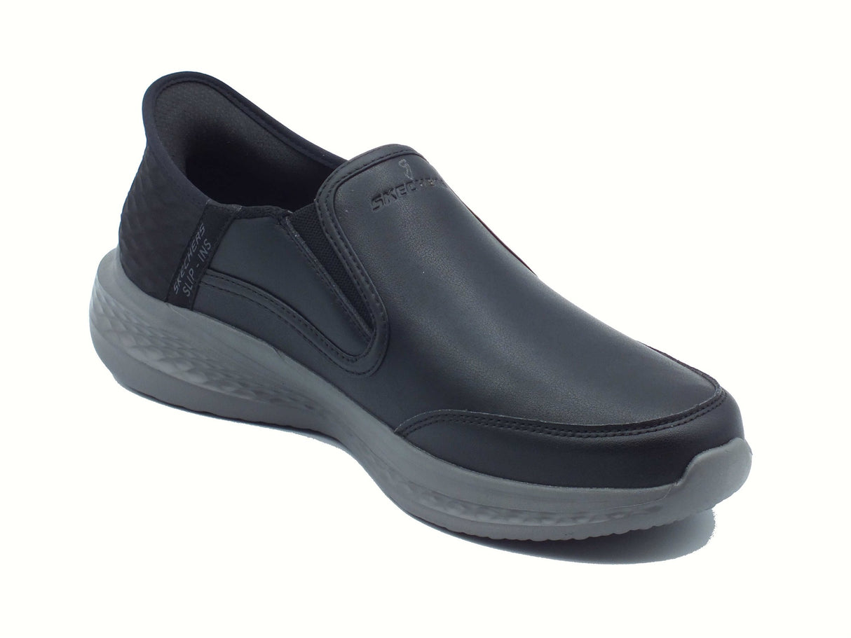 Skechers Skechers Slip-Ins 205237 Slade Cooper Black Mocassini per uomo in pelle e sintetico nero Black