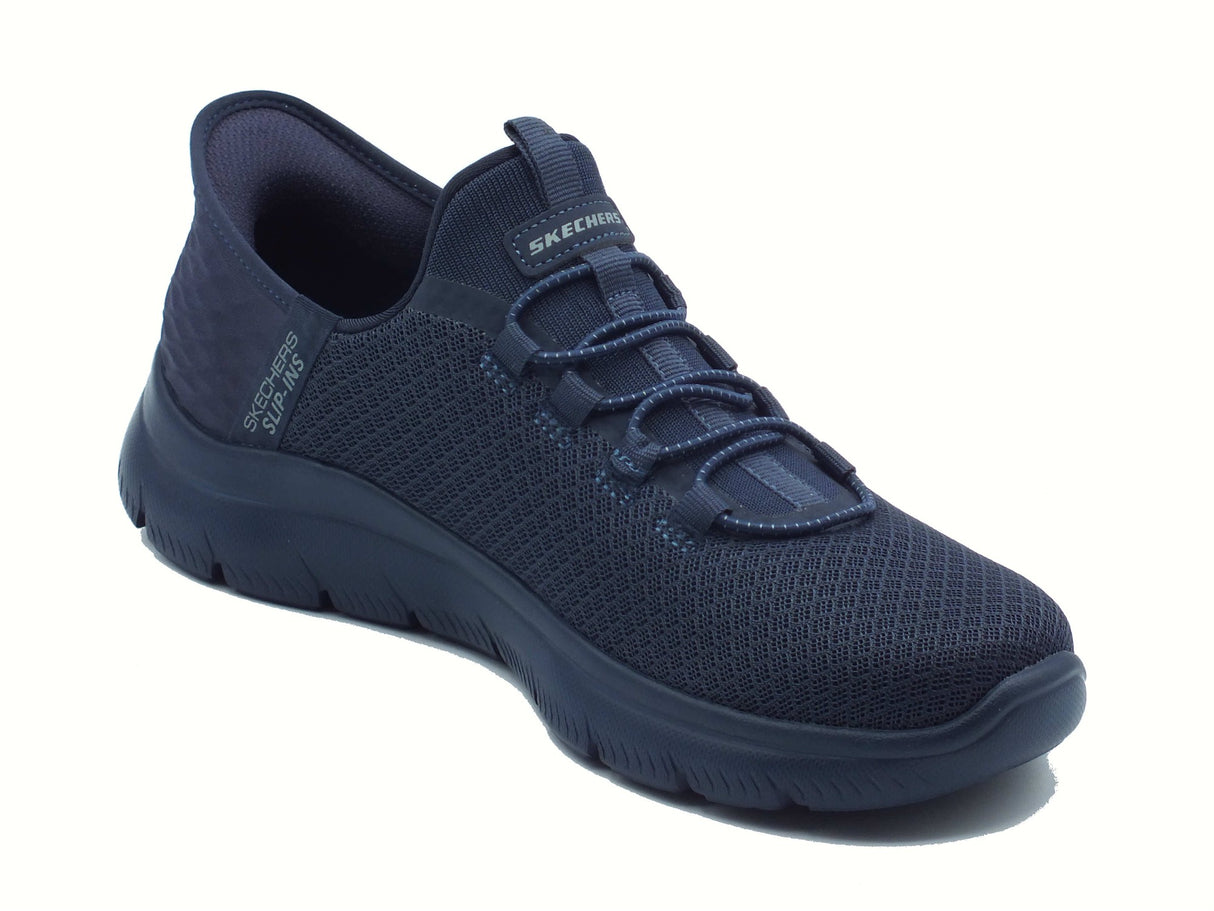 Skechers Skechers Slip-Ins 232457 Summits High Range Navy Mocassini sportivi per uomo in tessuto blu Navy