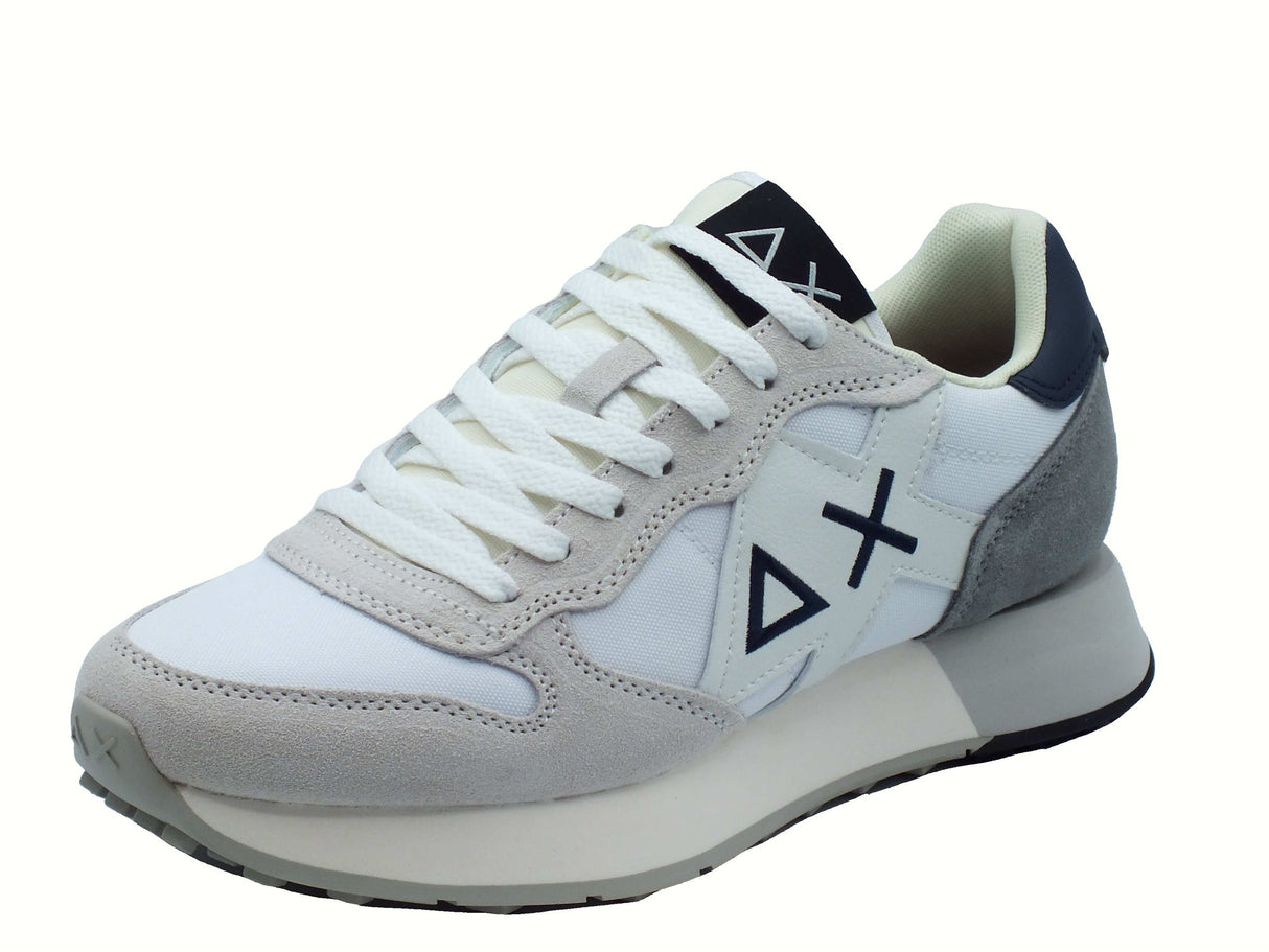 SUN68 SUN68 Z45113 Jaki Solid Bianco Scarpe Sportive per Uomo in nabuk e tessuto Bianco