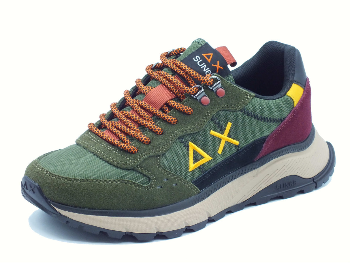 SUN68 SUN68 Z45130 Fire e Camping Militare Scuro Scarpe Sportive per Uomo in nabuk e tessuto Militare Scuro