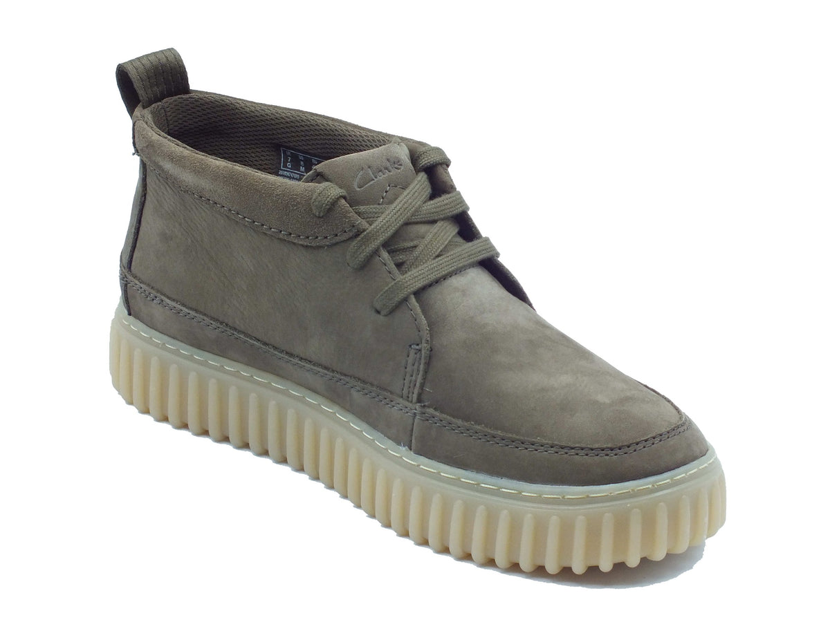 Clarks Clarks Scarponcini Uomo Torhill LaceHi Khaki pelle verde Khaki
